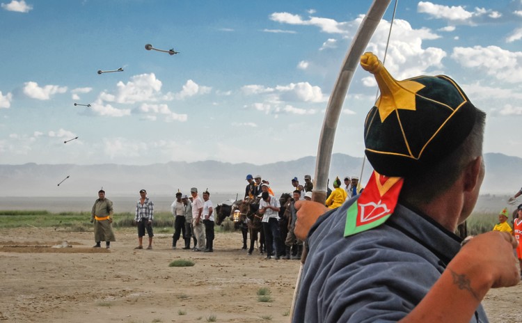 Concours de tir à l'arc lors de la fête de Naadam, Mongolie