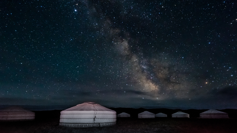 Yourte sous le ciel étoilé