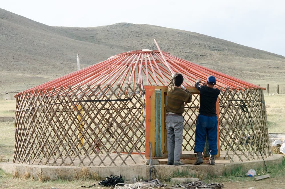 Construction de yourte Mongole