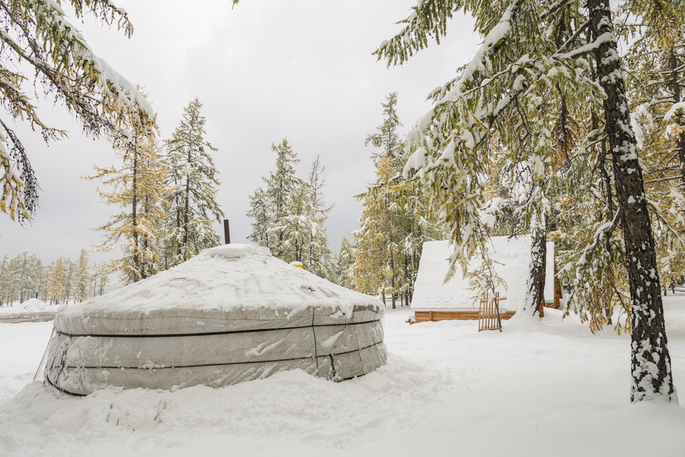 Yourte en hiver en Mongolie