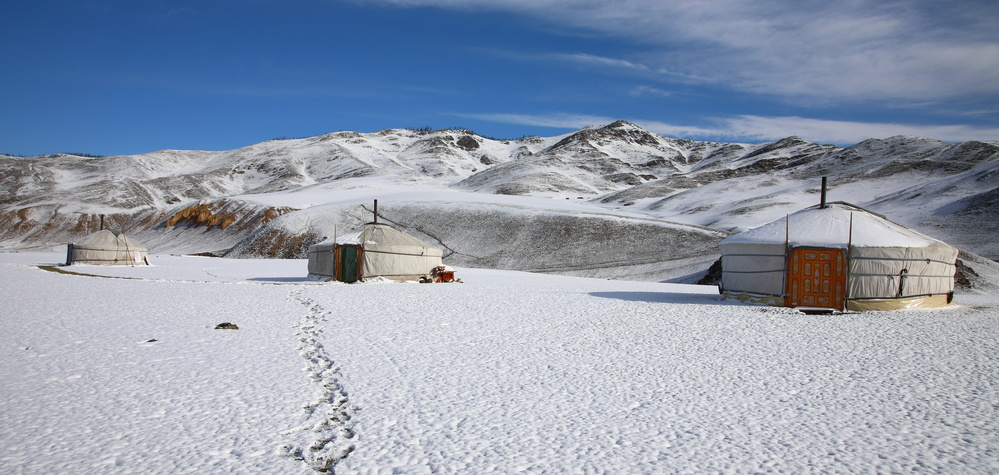 Yourte mongole en hiver